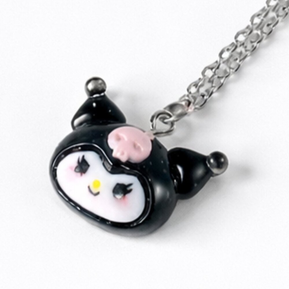 Cute Black Bunny Charm Necklace – Kawaii Pendant